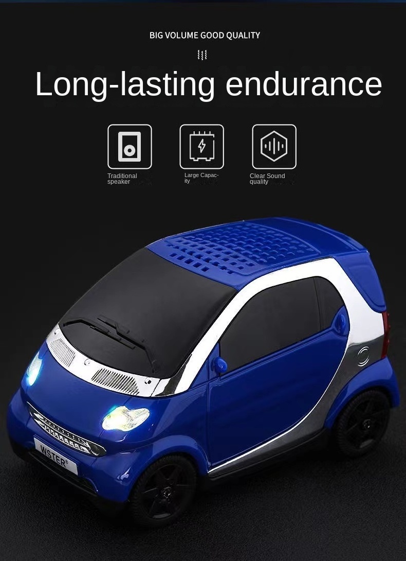 Mini Car Model Taxi Sound Box Car Subwoofer Bluetooths Speaker With Flashing Light BT Car Model Gift Speaker  for Child