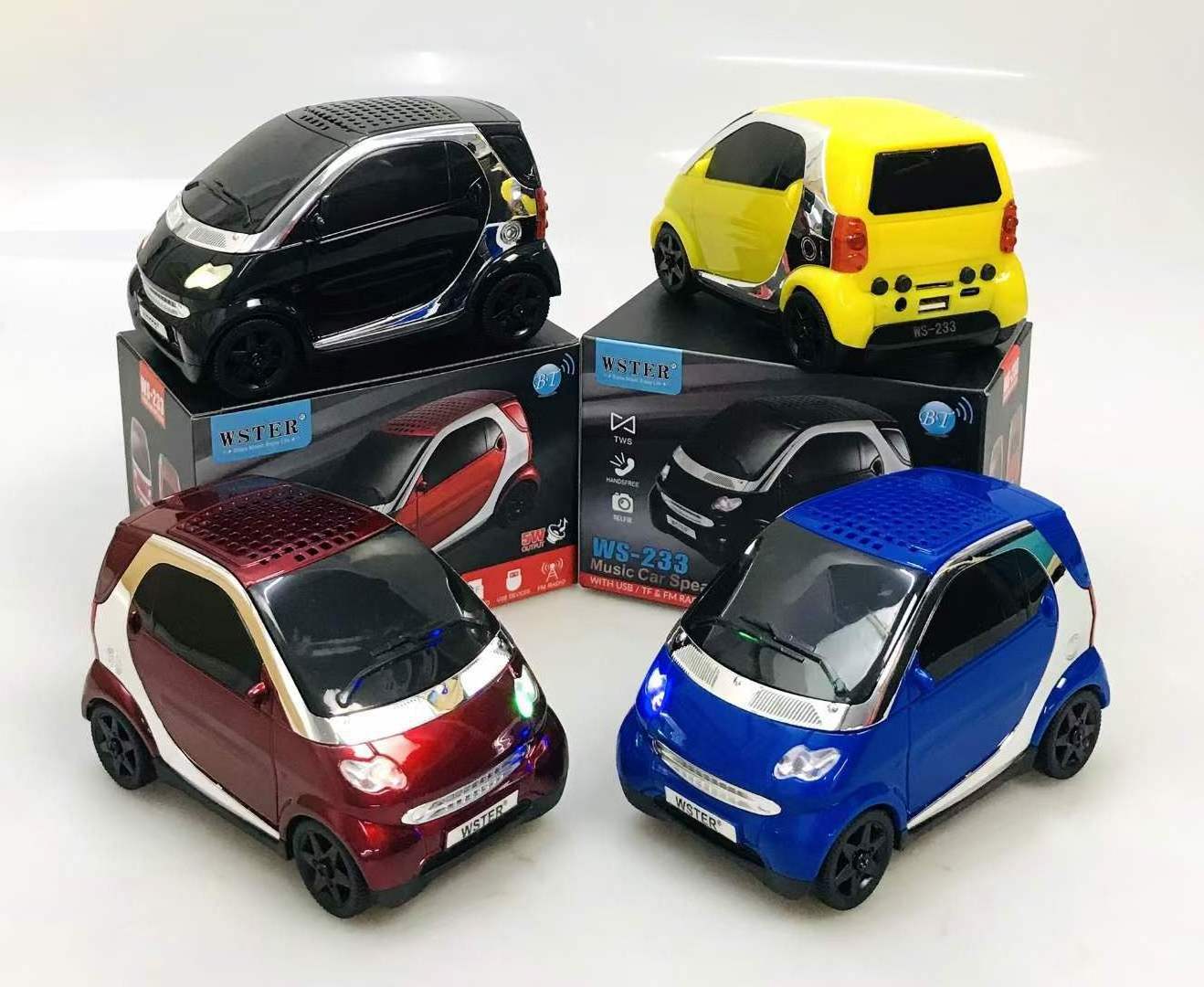 Mini Car Model Taxi Sound Box Car Subwoofer Bluetooths Speaker With Flashing Light BT Car Model Gift Speaker  for Child