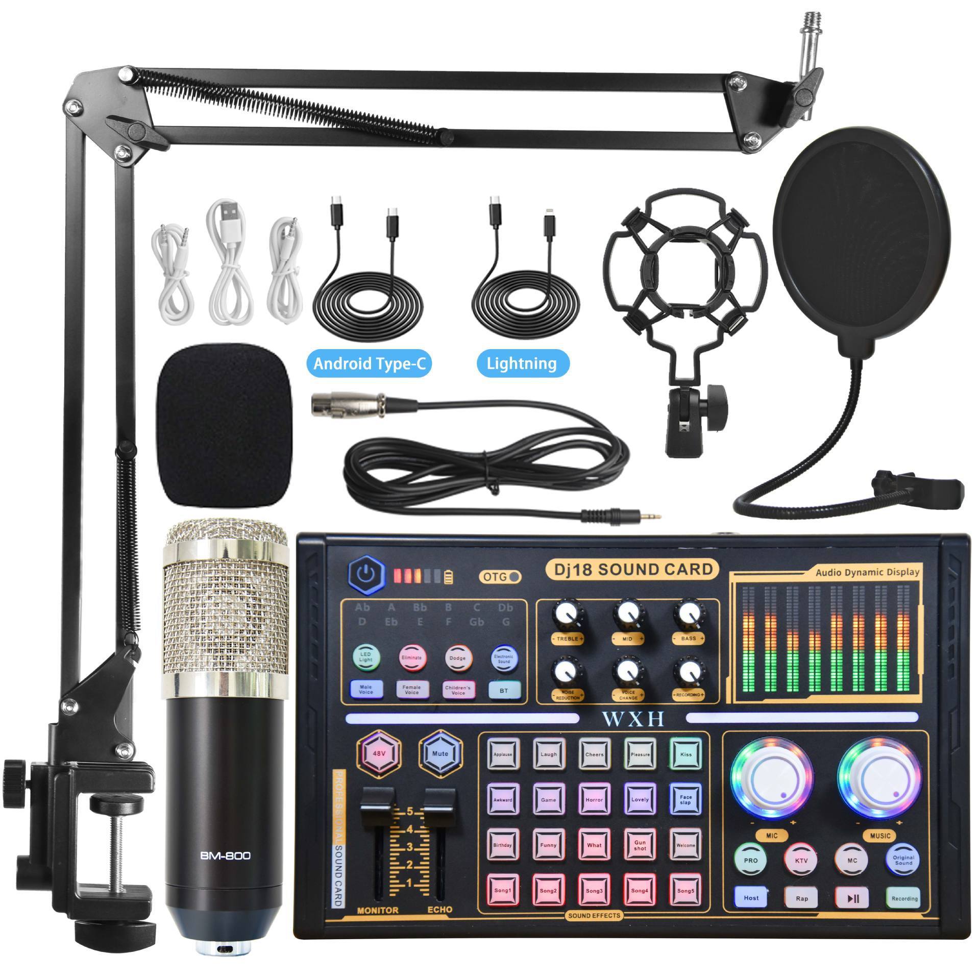 Studio Recording Sound Card Adapter Mixer Multi-channel Audio Interface Mixing Live Streaming Kit Sound Audio Card