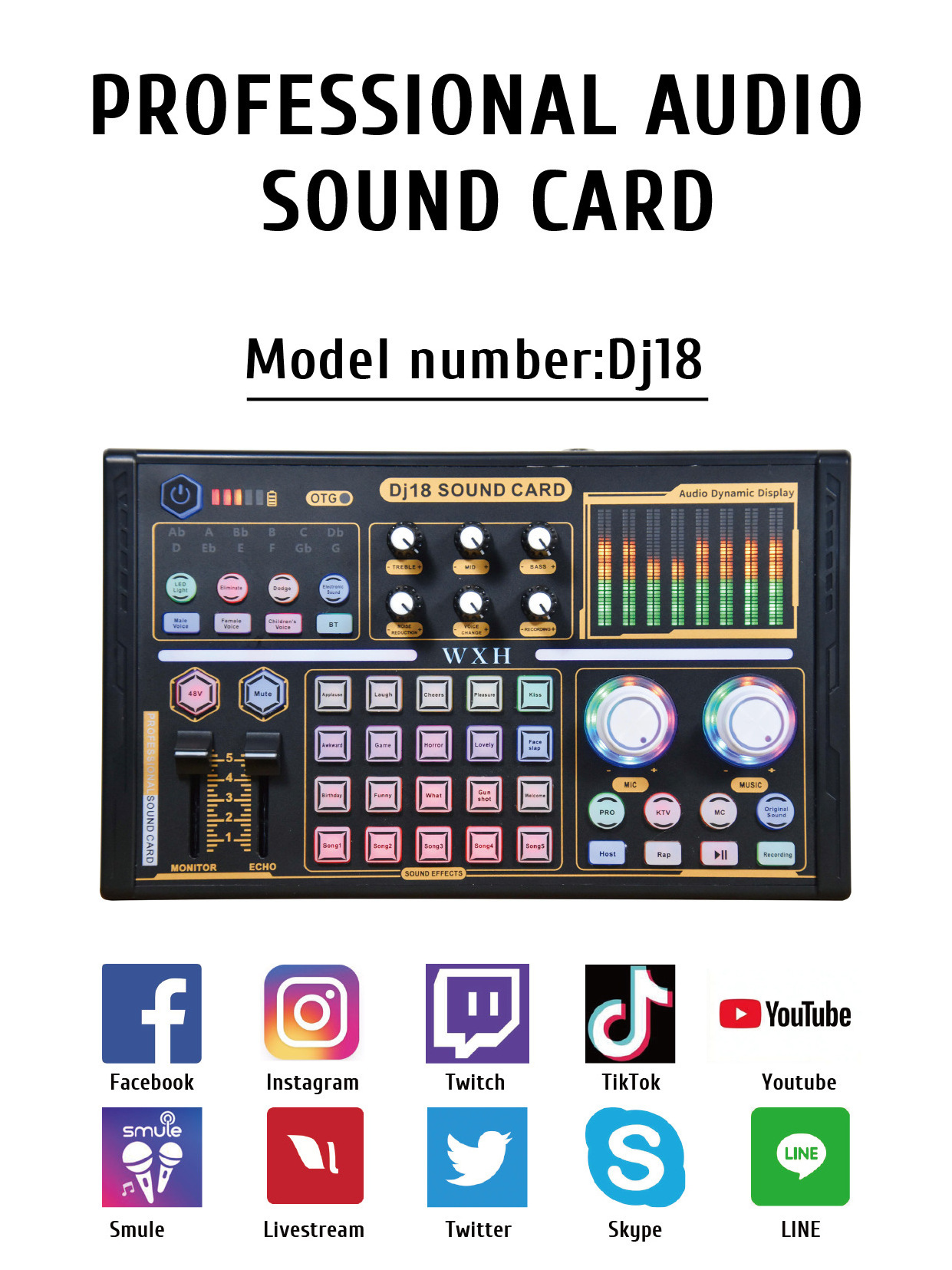 Studio Recording Sound Card Adapter Mixer Multi-channel Audio Interface Mixing Live Streaming Kit Sound Audio Card