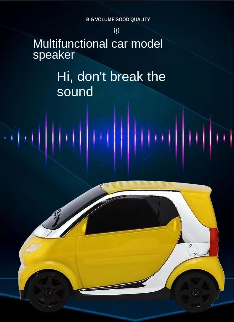 Mini Car Model Taxi Sound Box Car Subwoofer Bluetooths Speaker With Flashing Light BT Car Model Gift Speaker  for Child