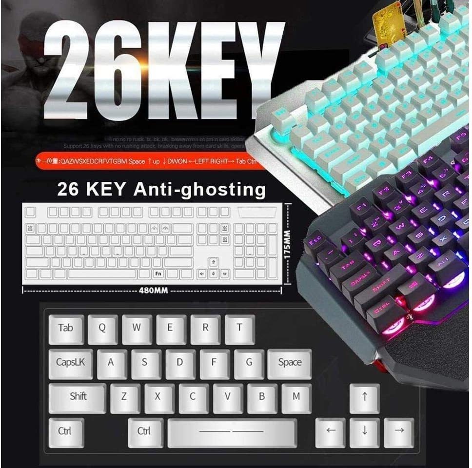 Wireless Gaming Keyboard and Mouse Rechargeable Metal Panel Mechanical Feel Ergonomic Keyboard and Mouse for Laptop PC Gamer