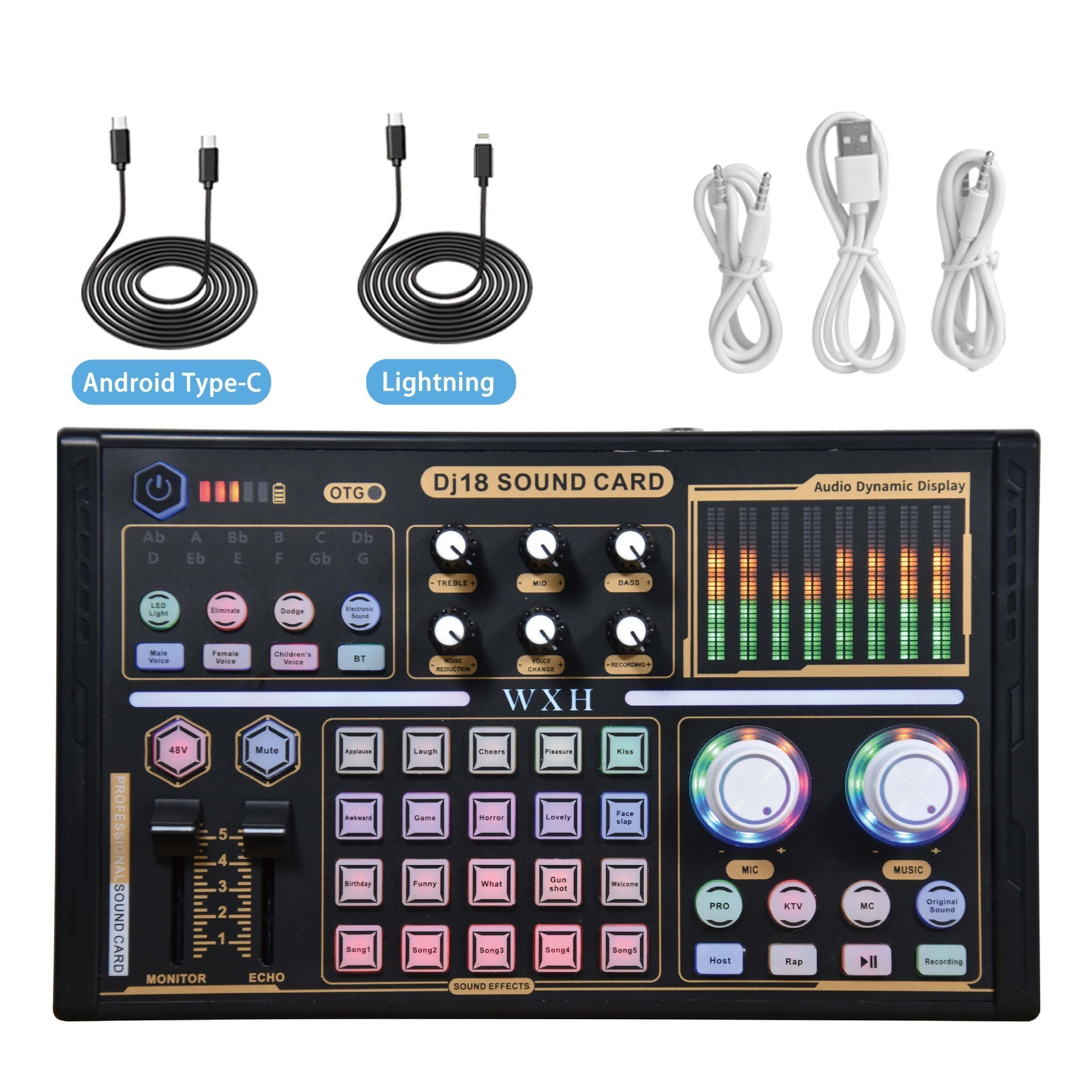 Studio Recording Sound Card Adapter Mixer Multi-channel Audio Interface Mixing Live Streaming Kit Sound Audio Card