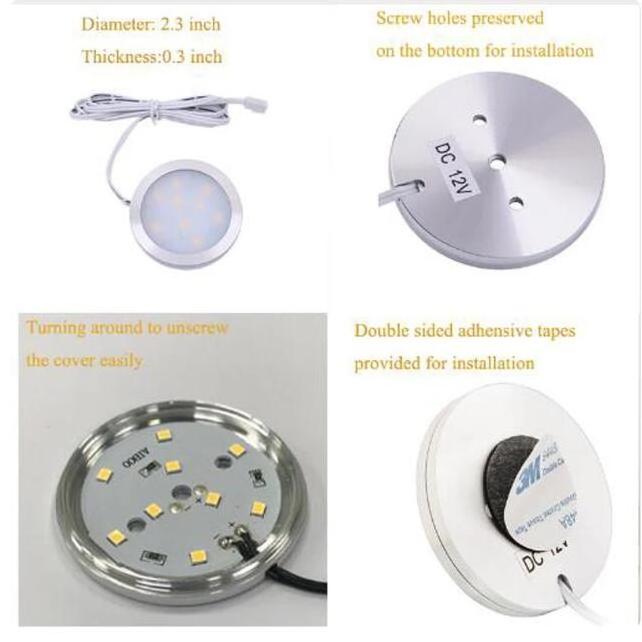 Under Cabinet Lights Kitchen Round 12V Counter Shelf LED Cabinet Light Wardrobe Indoor Lighting