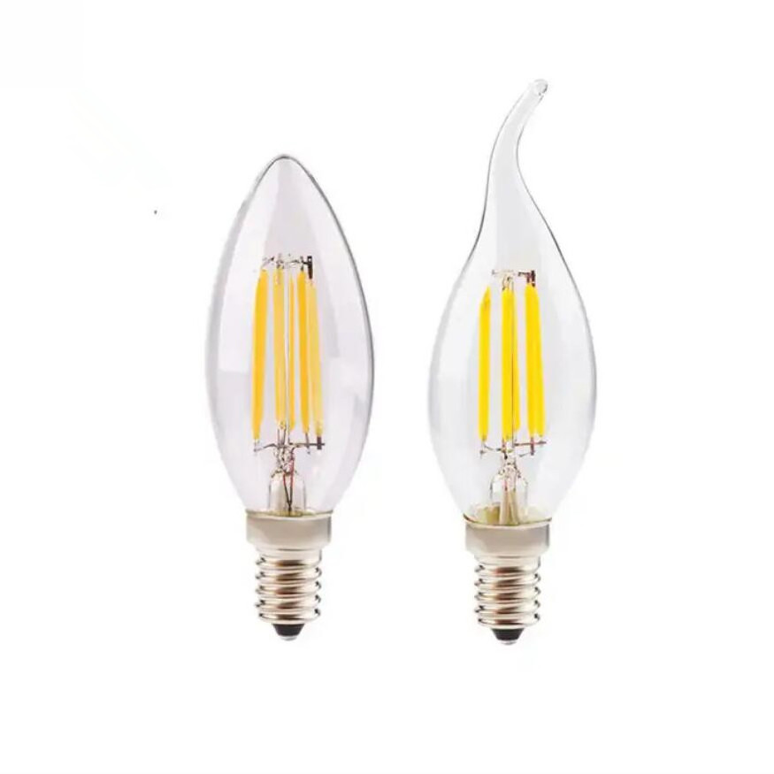 LED Candle E14 Light Bulb COB Filament 2W 4w 6w dimmable C35 Filament Bulb warm white cold white 110/ 220V