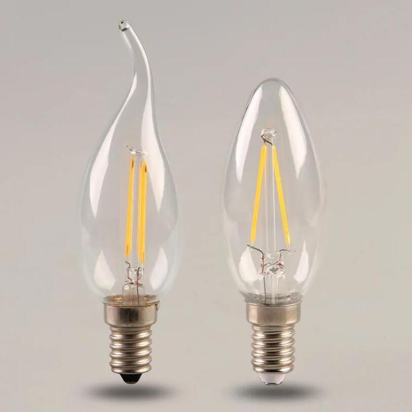 LED Candle E14 Light Bulb COB Filament 2W 4w 6w dimmable C35 Filament Bulb warm white cold white 110/ 220V