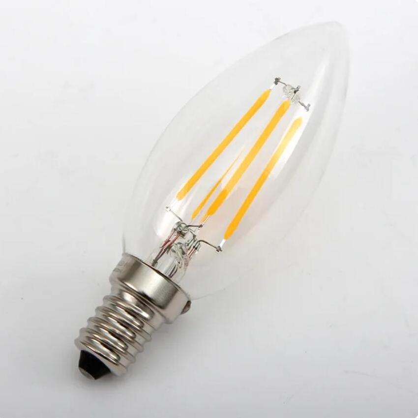 LED Candle E14 Light Bulb COB Filament 2W 4w 6w dimmable C35 Filament Bulb warm white cold white 110/ 220V