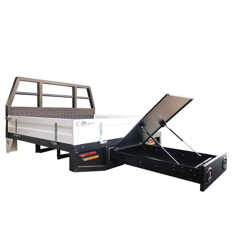 dual single extra cab aluminum ute tray and canopy with dog box and toolbox for pickup truck