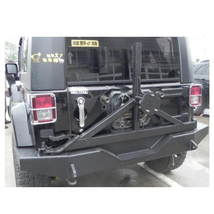 Wholesaler Steel Rear bumper With Spare Tire Carrier For Jeep Wrangler Tire Carrier JK 7 Days Delivery In Guangzhou