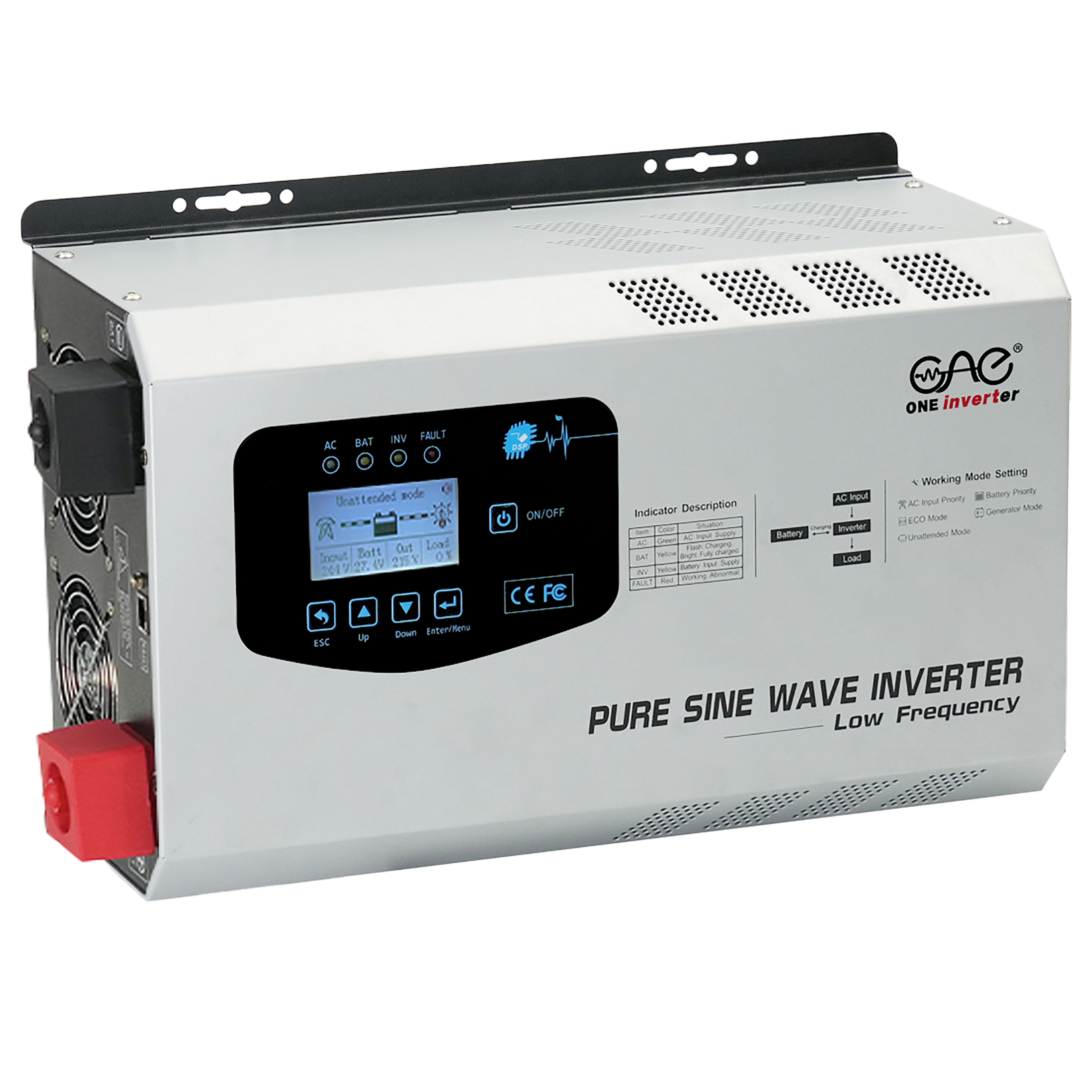 Low frequency inverter 2000w 5000w 6000w 7000w pure sine wave 12v 24v 48v 220v battery inverter for solar system