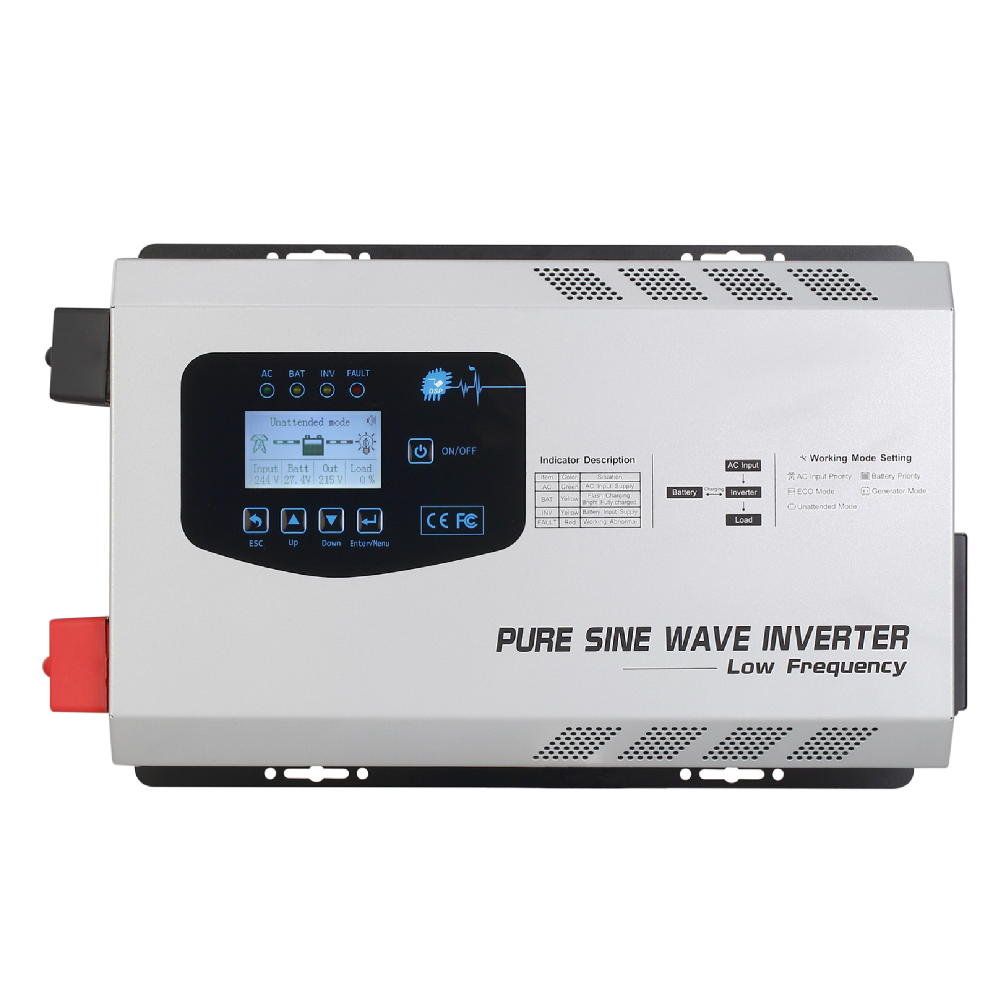 Low frequency inverter 2000w 5000w 6000w 7000w pure sine wave 12v 24v 48v 220v battery inverter for solar system