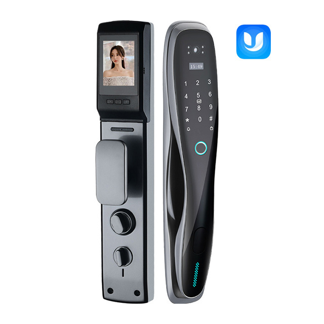 Smart Tuya or Usmartgo app Touchscreen double Cylinder lock with built-in doorbell Deadbolt lock with Camera Gateway