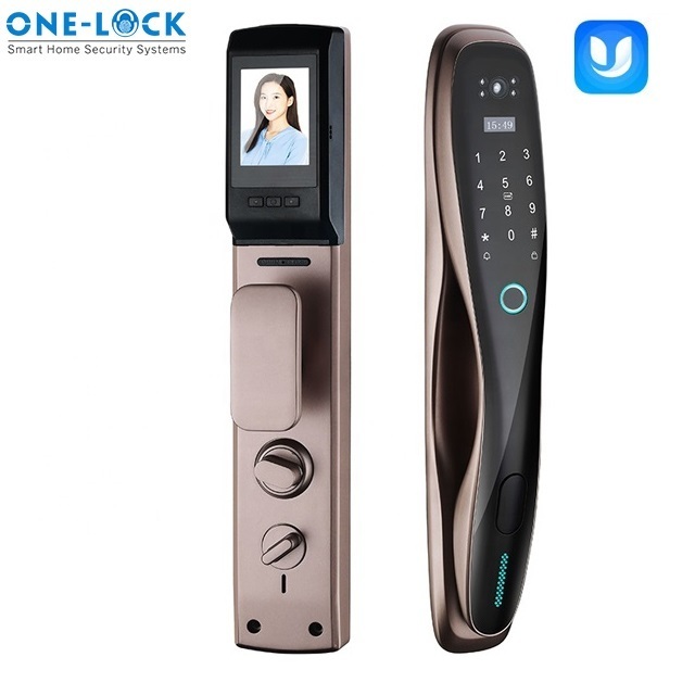 Smart Tuya or Usmartgo app Touchscreen double Cylinder lock with built-in doorbell Deadbolt lock with Camera Gateway