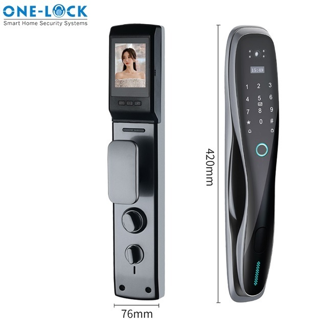 Smart Tuya or Usmartgo app Touchscreen double Cylinder lock with built-in doorbell Deadbolt lock with Camera Gateway