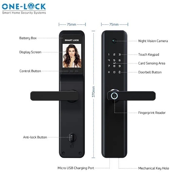 Automatic Intelligent Wireless Digital fingerprint door lock tuya Smart Door Lock with Camera