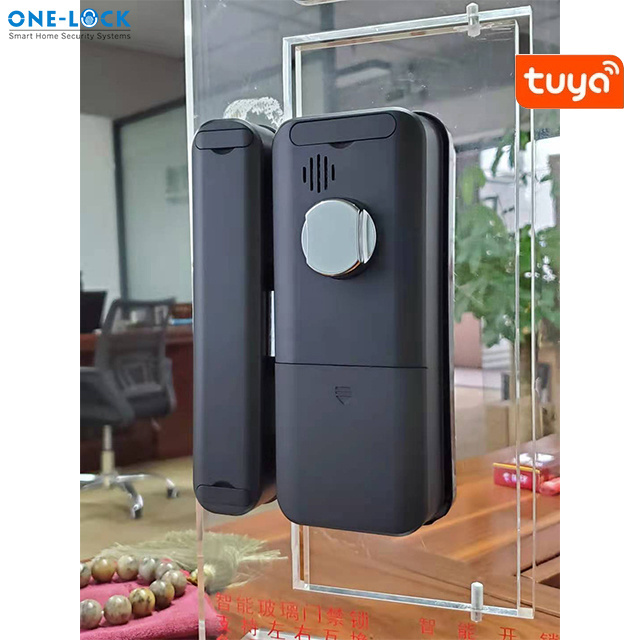 office smart fingerprint electric sliding door lock frameless framed no holes app smart lock for glass door without drilling