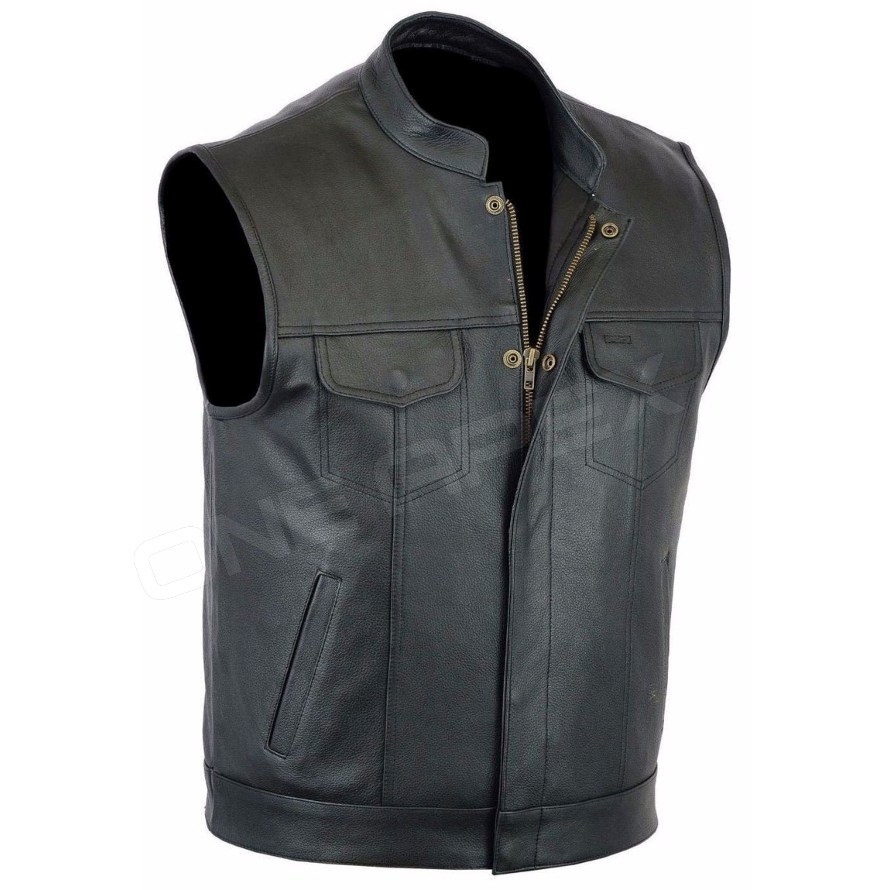 Genuine Leather Biker Motorcycle Handcrafted Leather Vest Customized Logo Leather Vest Gilet Winter Jacket For Men 2022