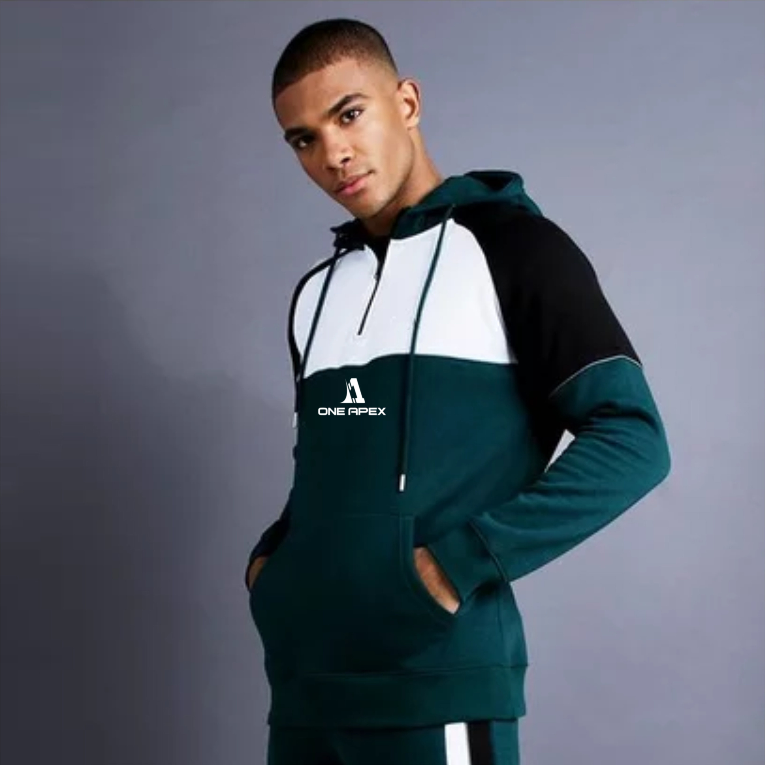 Jogging Printing Casual Unisex Sweatsuit 2 Piece Set Track Suits Tracksuits green Black White Jogging Suit by one apex