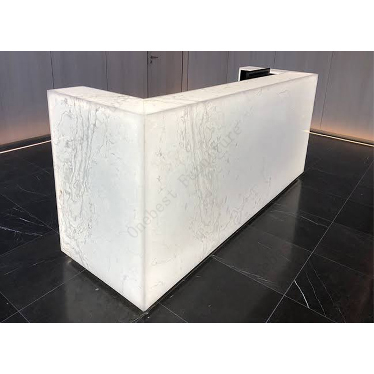 Luxury Design Corian Marble Mobile Bar Counter with Led Lights Custom Size Movable Bar Counter