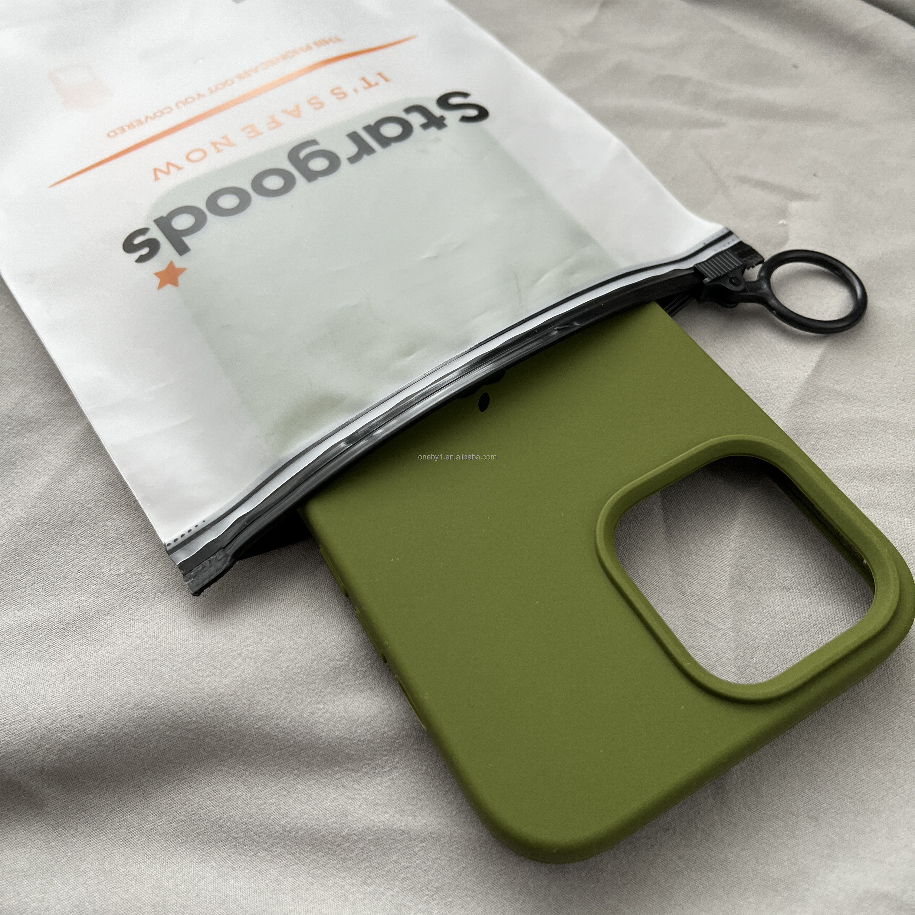 Custom frosted PVC/EVA  black logo printed plastic zipper bag with ring for phone case IPhone 13 accessories zip lock pouch