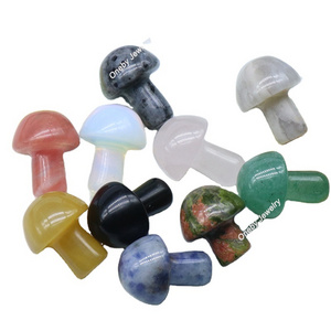 Bulk Wholesale Many Kinds Natural craft Gemstone Healing Stone 2CM Mushrooms Carved Crystal craft Mini Mushroom