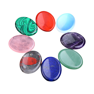 wholesale 35x45mm thumb stone natural craft Oval Polished Palm Pocket Healing Energy 7 Chakra natural crystal craft Worry Stone