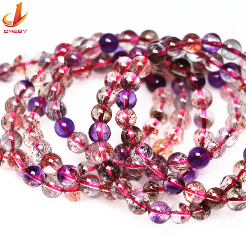 High quality Wholesale strands fashion discount quartz beads natural gemstone super seven quartz bracelet