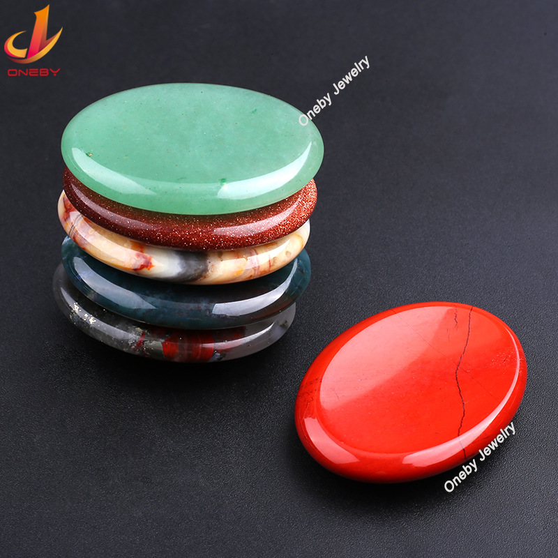 wholesale 35x45mm thumb stone natural craft Oval Polished Palm Pocket Healing Energy 7 Chakra natural crystal craft Worry Stone