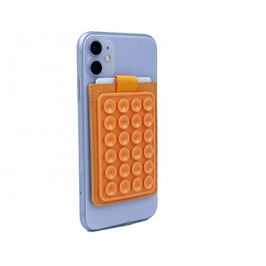 New Design Silicone Sucker Suction Cup Id Credit Name Card Badge Holder Cover Phone grip Accessories Mobile Phone Holder