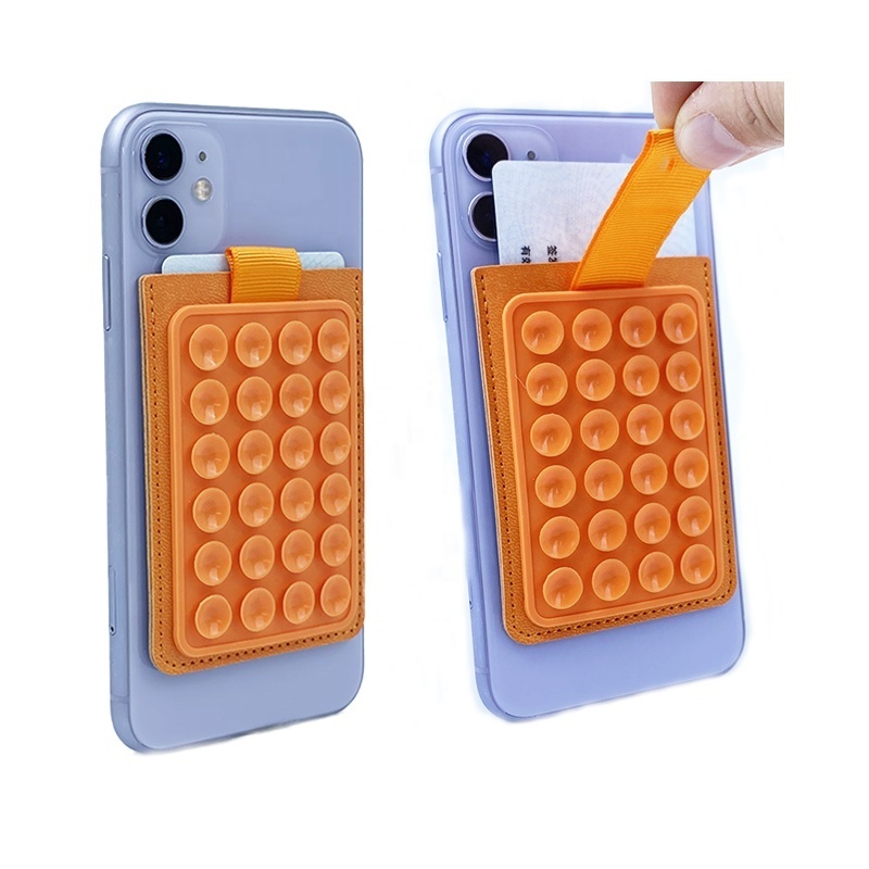 New Design Silicone Sucker Suction Cup Id Credit Name Card Badge Holder Cover Phone grip Accessories Mobile Phone Holder