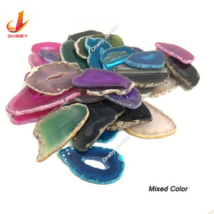 Wholesale Natural craft gemstone Brazilian Polished Drilled Small and Large Agate stones and crystal crafts Coaster Slices