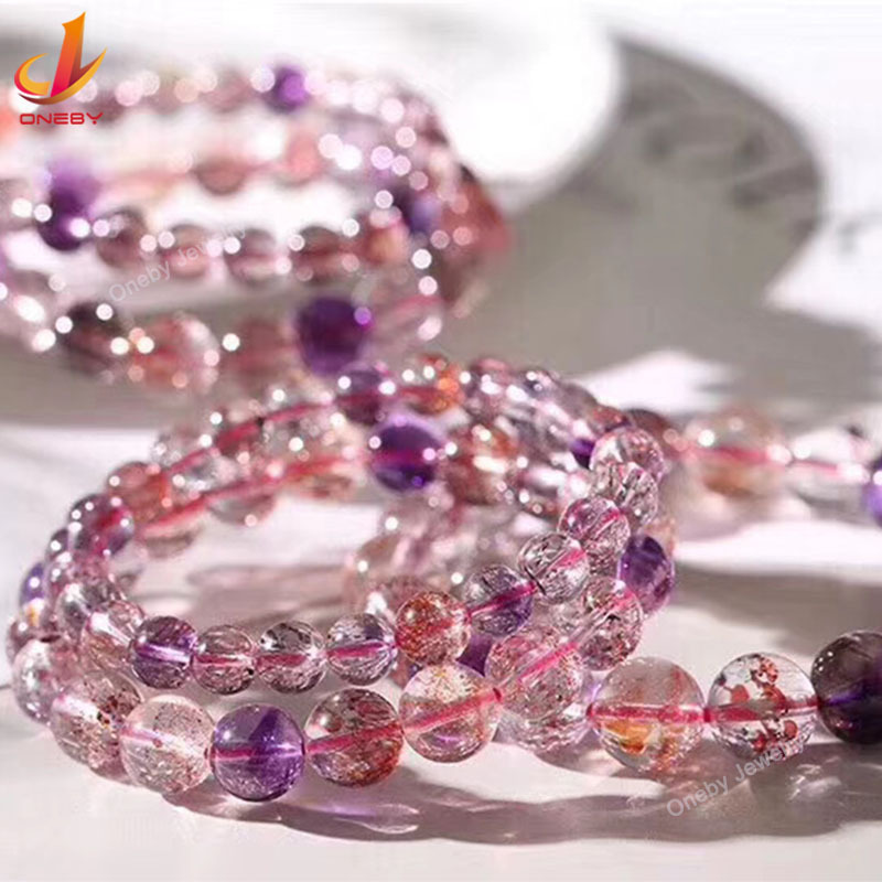 High quality Wholesale strands fashion discount quartz beads natural gemstone super seven quartz bracelet