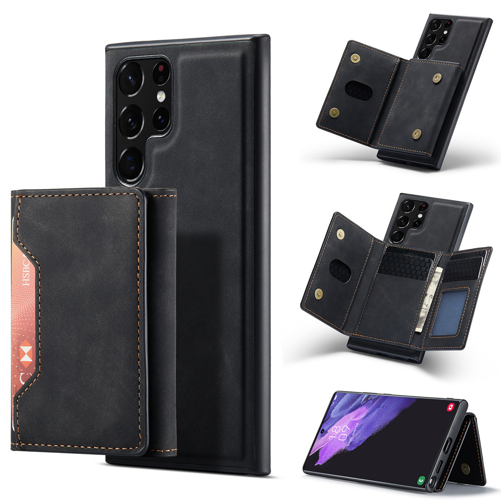 Luxury Card Pocket Case For Samsung S22 Magnetic Detachable Leather Wallet Case For Samsung Galaxy S22 S23 Ultra A53