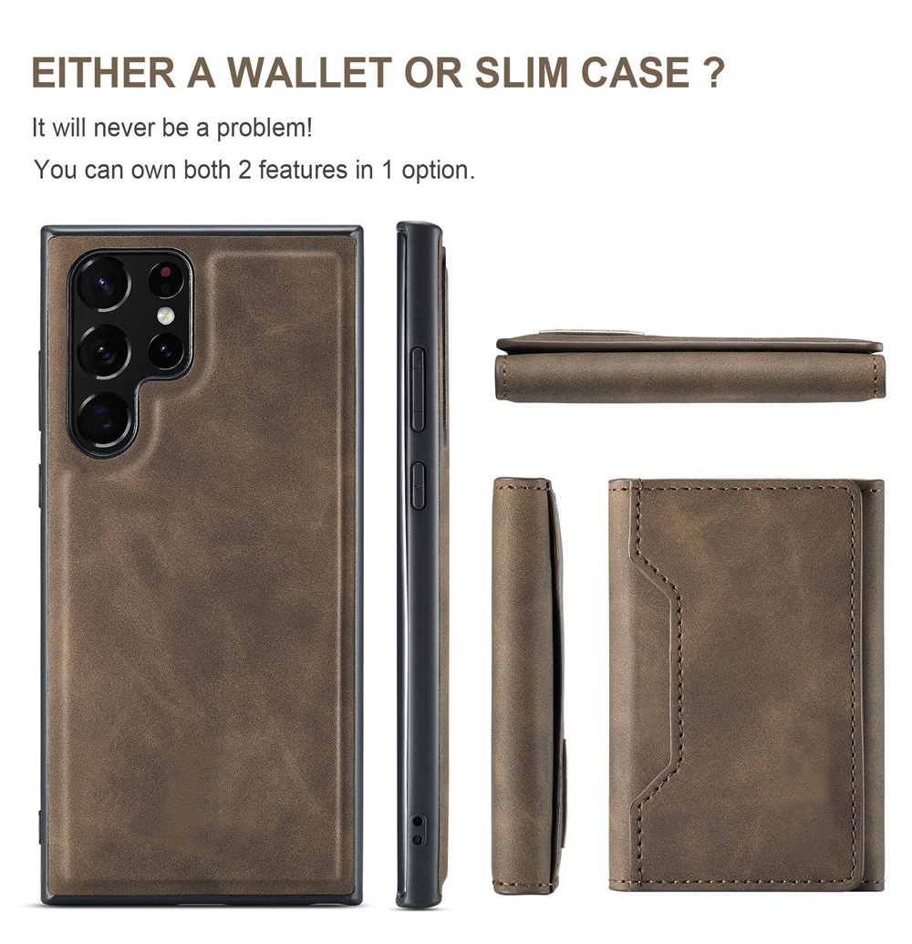 Luxury Card Pocket Case For Samsung S22 Magnetic Detachable Leather Wallet Case For Samsung Galaxy S22 S23 Ultra A53