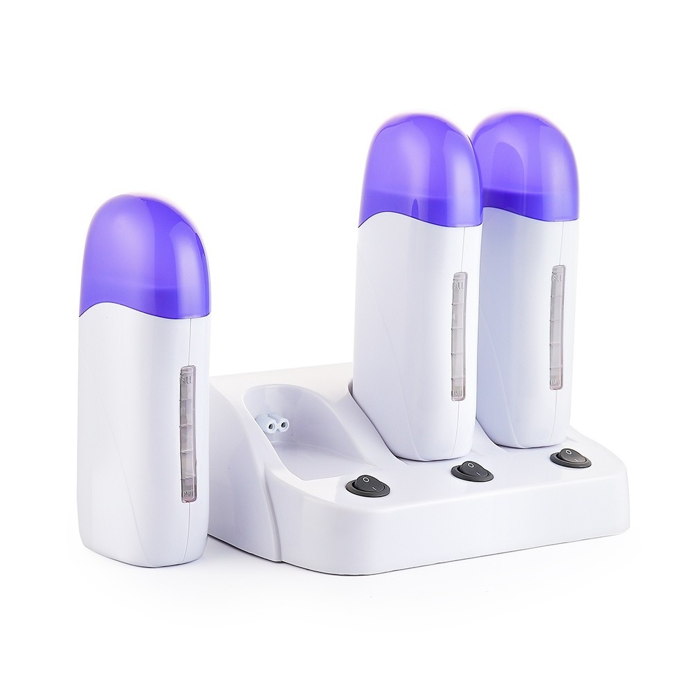 New Design 3 Pcs Base Wax Heater Roller Hair Removal Depilatory Wax Melt Machine Rolling For Body Skin Care