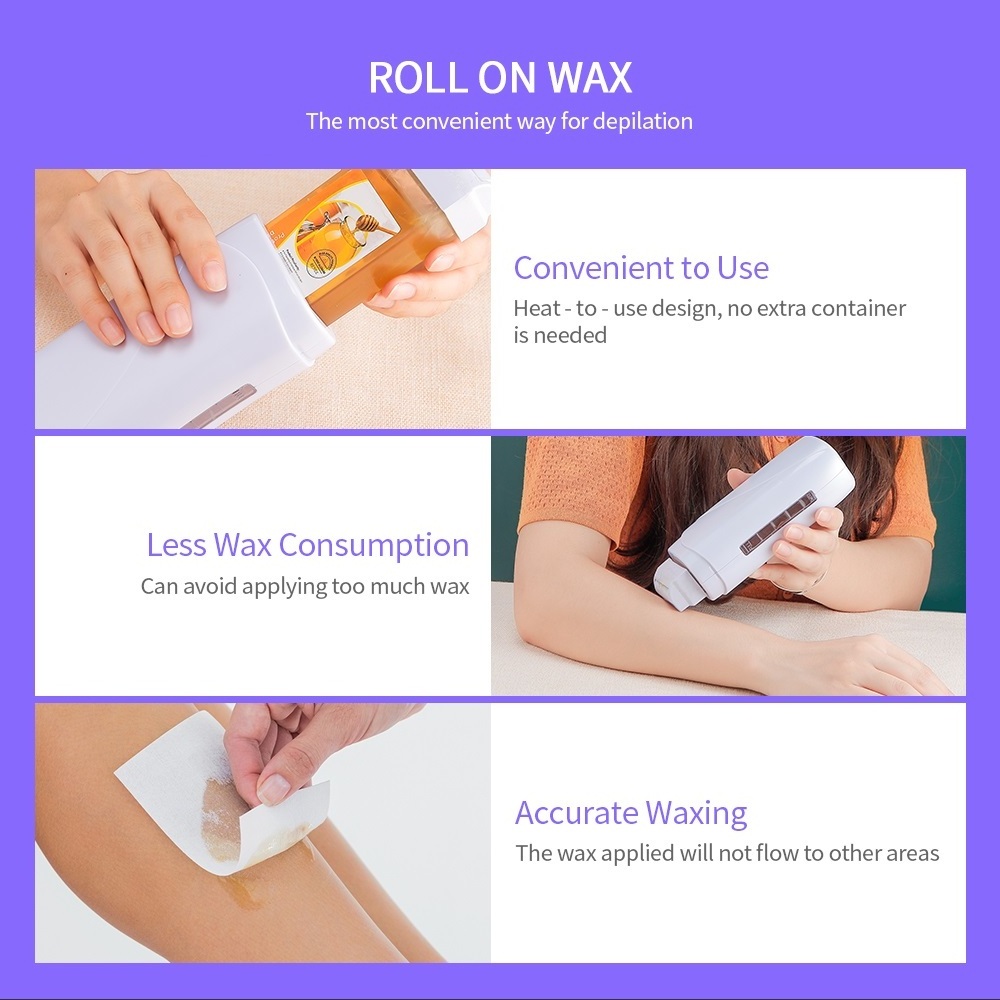 New Design 3 Pcs Base Wax Heater Roller Hair Removal Depilatory Wax Melt Machine Rolling For Body Skin Care