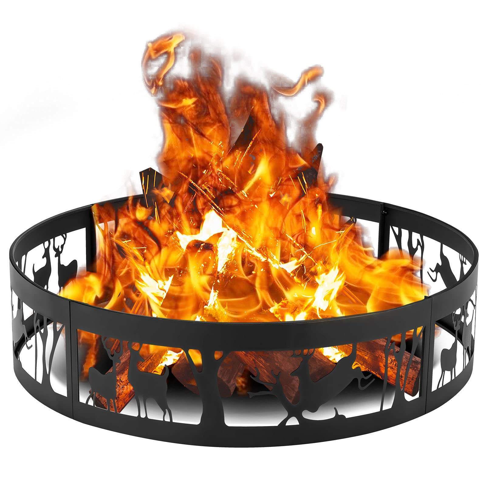 Custom 36 Heavy Duty Fire Ring Burning Campfire Fire Pit w/Extra Poker  Outdoor Bonfire Liner for Camping Living Wilderness