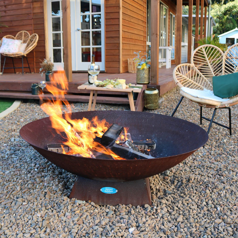 Custom Mini Fire Pit Modern Fireplace Portable Corten Steel Firepit Bowl with Firewood Burning Stand