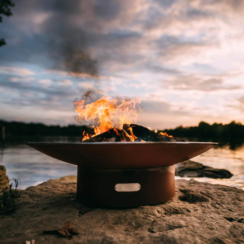 Custom Mini Fire Pit Modern Fireplace Portable Corten Steel Firepit Bowl with Firewood Burning Stand