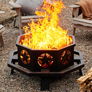 Custom Size Black Wood Burning Fire Pit Octagonal Heavy Duty Firepit for Camping Backyard Patio