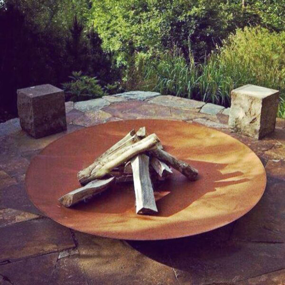 Custom Mini Fire Pit Modern Fireplace Portable Corten Steel Firepit Bowl with Firewood Burning Stand