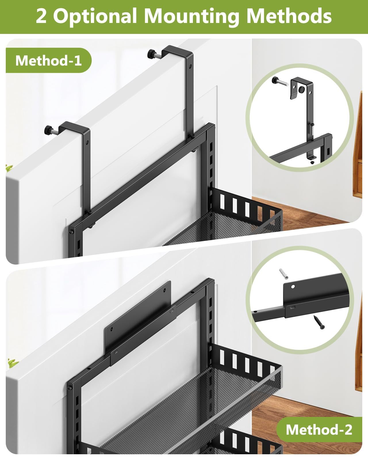 Custom Large Door Spice Rack with Adjustable Metal Baskets 6-Tier Hanging or Wall Mounted Storage Organizer for Kitchen Pantry a