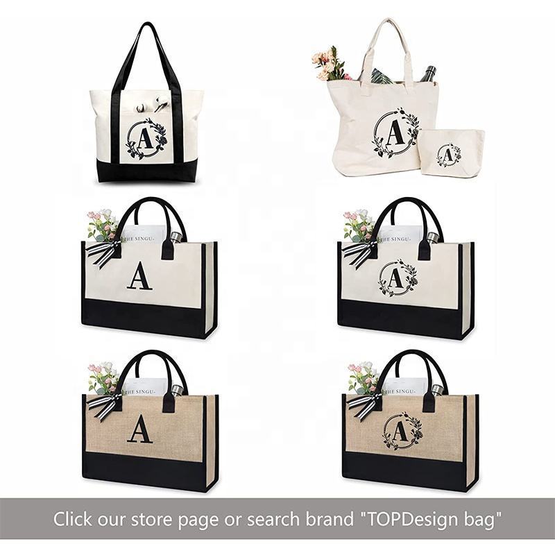 Wholesale Plain Custom Printed Letter Design Large Natural Eco Friendly Burlap Jute Shopping Tote Beach Bag With Logos