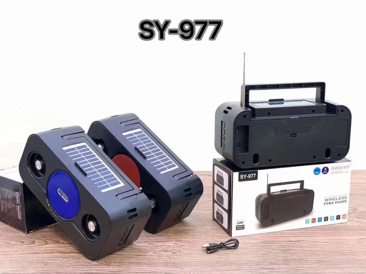 New SY-977 Solar flashlight sound box line array speakers Hi-Fi Outdoor portable speakers with Mobile phone holder