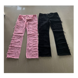 xxxxl brand Custom Oem Italian Purple Men Vintage Denim Ripped Men Flared Stacked stacked flare denim jeans pants