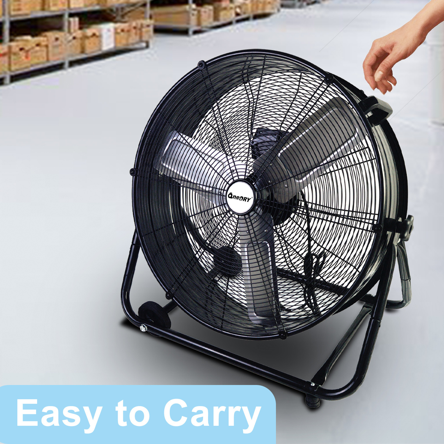 24 Inch High Velocity Large Industrial Fan 3-Speed Big Metal Floor Drum Fan For Industrial Factory Warehouse and Workshop