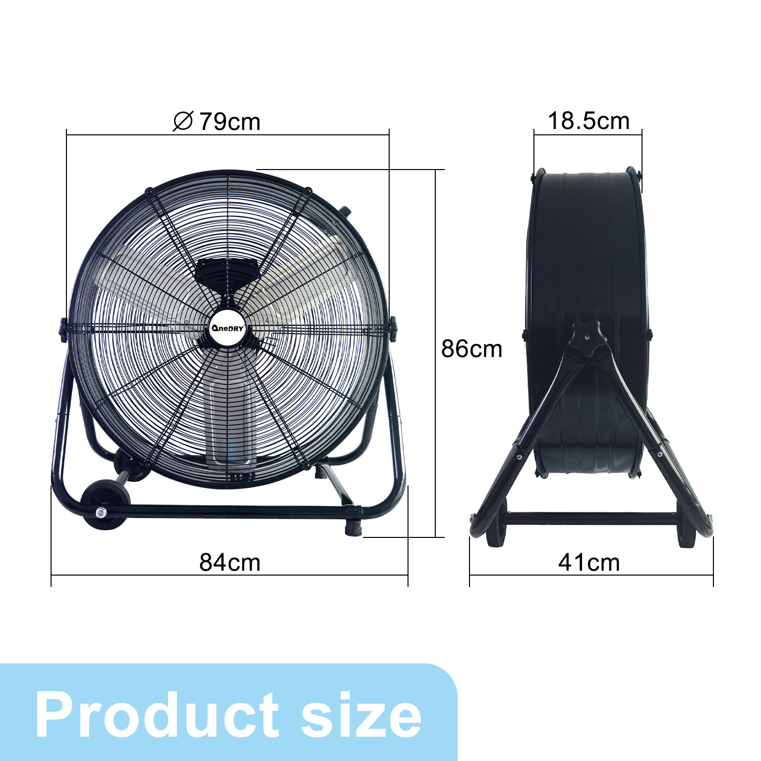 24 Inch High Velocity Large Industrial Fan 3-Speed Big Metal Floor Drum Fan For Industrial Factory Warehouse and Workshop