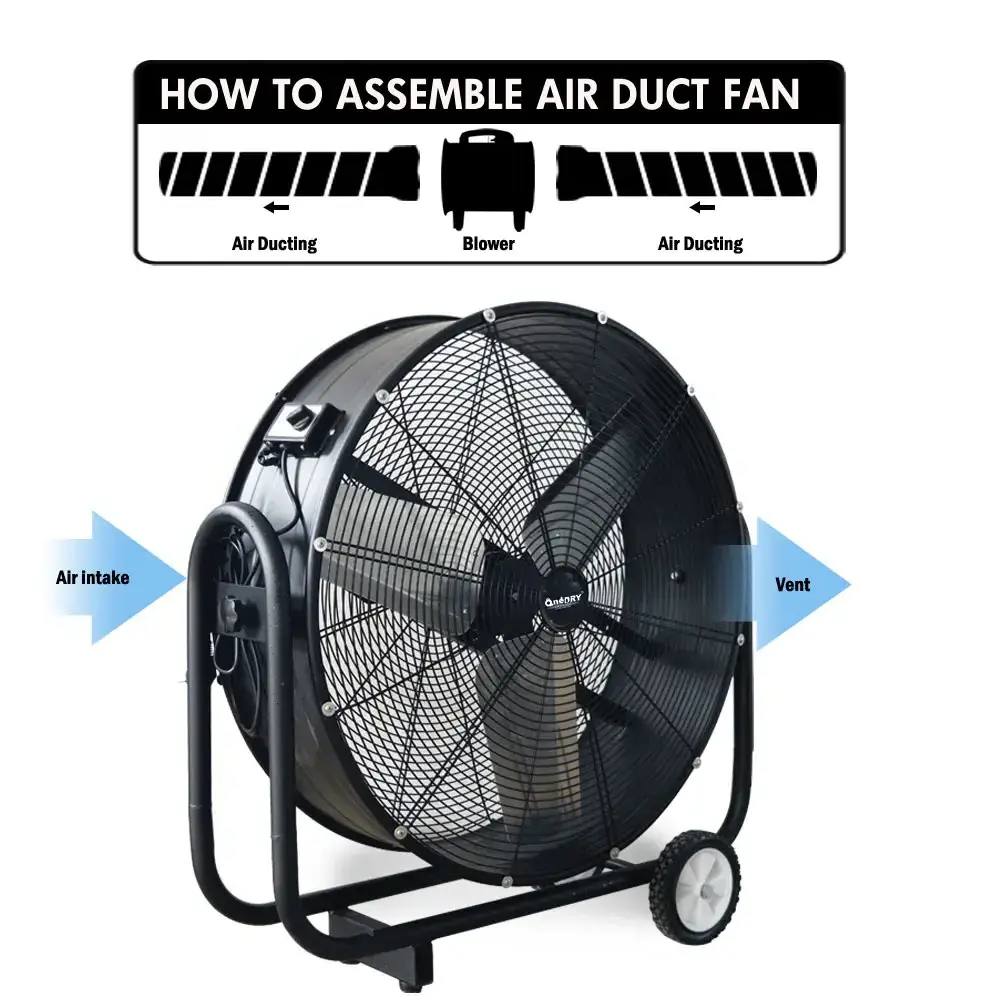 24'' Portable Quiet Heavy Duty Garage cool air Shop Warehouse Industrial blower Drum Fan 110V 120V