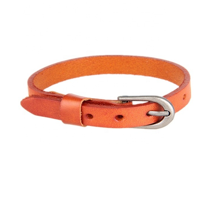 Latest Fashion Design Color 2mm Genuine Leather Band Cuff Bracelet for Women