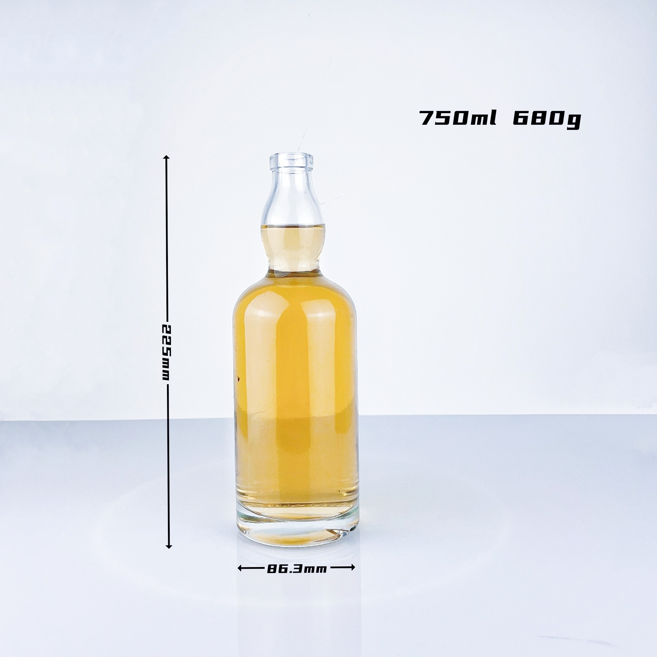 Customizable 700ml 750ml Round Glass Bottle for Brand Vodka Whiskey glass bottle